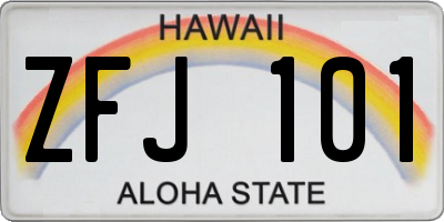 HI license plate ZFJ101