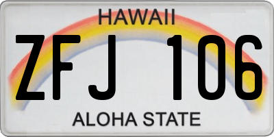 HI license plate ZFJ106