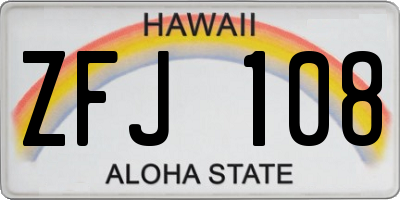 HI license plate ZFJ108