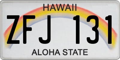 HI license plate ZFJ131