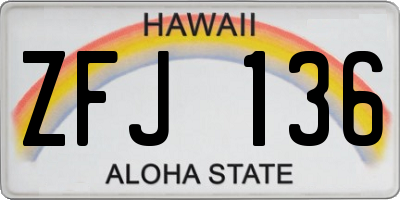 HI license plate ZFJ136