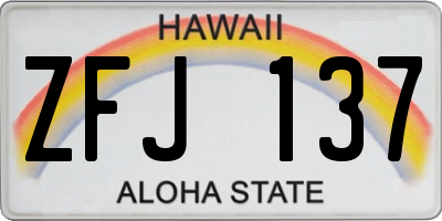 HI license plate ZFJ137