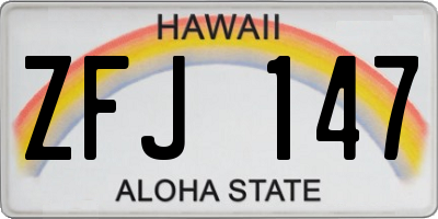 HI license plate ZFJ147