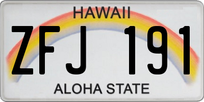 HI license plate ZFJ191