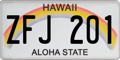 HI license plate ZFJ201