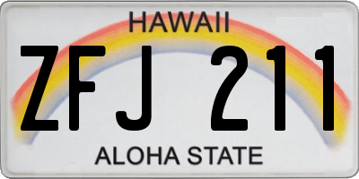 HI license plate ZFJ211