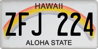 HI license plate ZFJ224