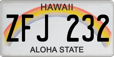 HI license plate ZFJ232