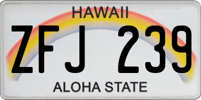 HI license plate ZFJ239