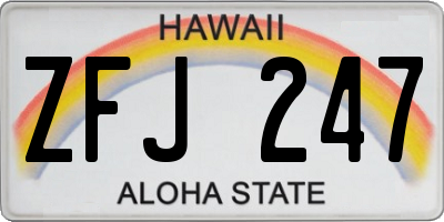 HI license plate ZFJ247