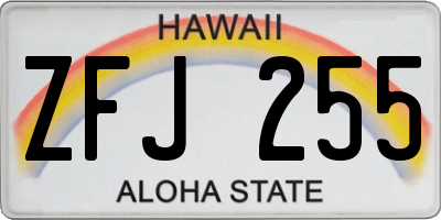 HI license plate ZFJ255