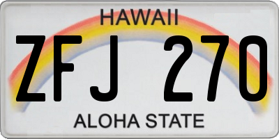 HI license plate ZFJ270