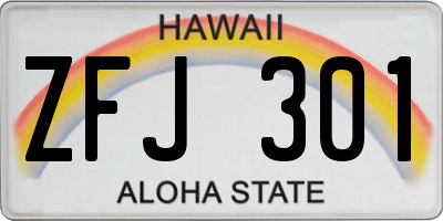 HI license plate ZFJ301