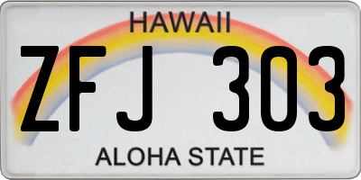 HI license plate ZFJ303