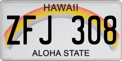 HI license plate ZFJ308