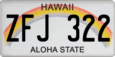 HI license plate ZFJ322