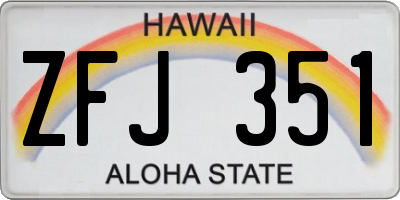 HI license plate ZFJ351