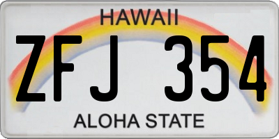 HI license plate ZFJ354