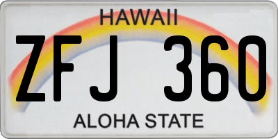 HI license plate ZFJ360