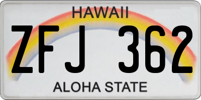 HI license plate ZFJ362