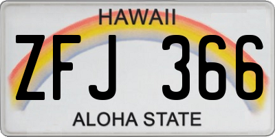 HI license plate ZFJ366