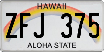HI license plate ZFJ375
