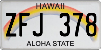 HI license plate ZFJ378
