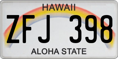 HI license plate ZFJ398