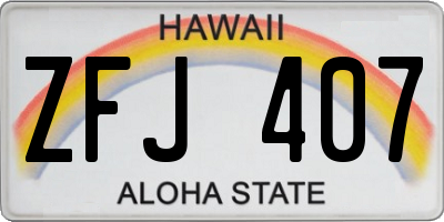 HI license plate ZFJ407