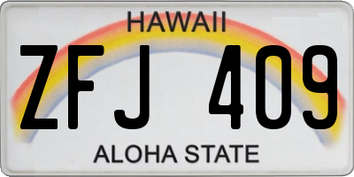 HI license plate ZFJ409