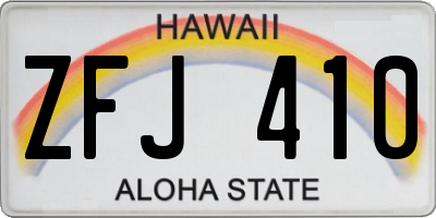 HI license plate ZFJ410