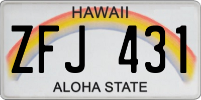 HI license plate ZFJ431