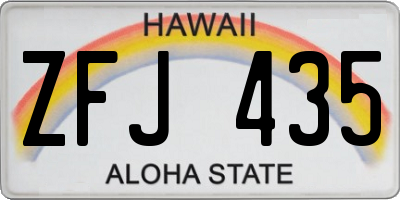 HI license plate ZFJ435