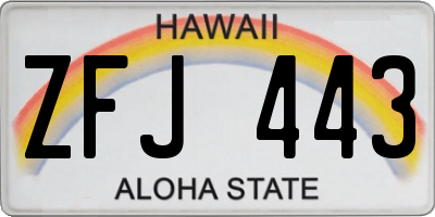 HI license plate ZFJ443