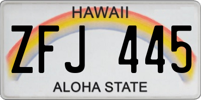 HI license plate ZFJ445