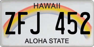 HI license plate ZFJ452