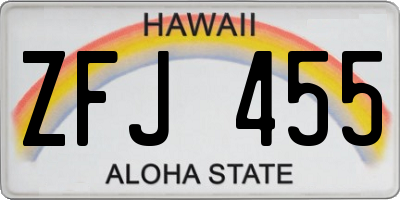 HI license plate ZFJ455