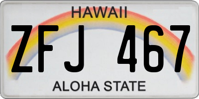 HI license plate ZFJ467