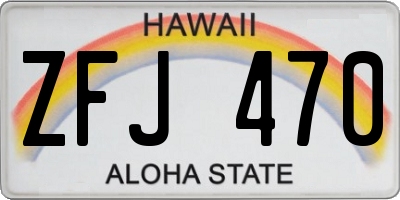 HI license plate ZFJ470