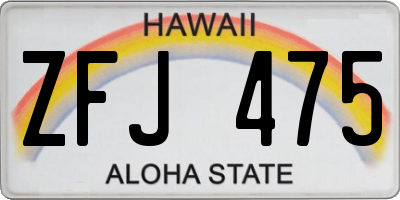 HI license plate ZFJ475