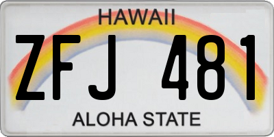 HI license plate ZFJ481