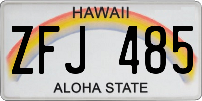 HI license plate ZFJ485