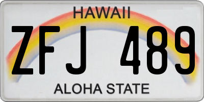 HI license plate ZFJ489