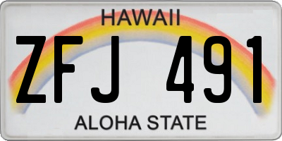 HI license plate ZFJ491