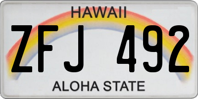 HI license plate ZFJ492