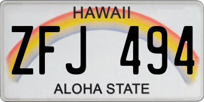 HI license plate ZFJ494