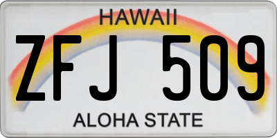 HI license plate ZFJ509