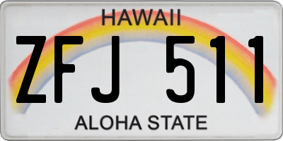 HI license plate ZFJ511