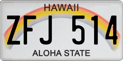 HI license plate ZFJ514