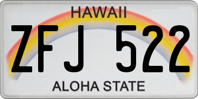 HI license plate ZFJ522